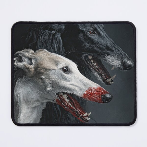 Item preview, Black and White Sighthounds with Blood-Red Muzzles designed and sold by Shannon Hilson.