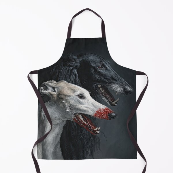 Item preview, Black and White Sighthounds with Blood-Red Muzzles designed and sold by Shannon Hilson.