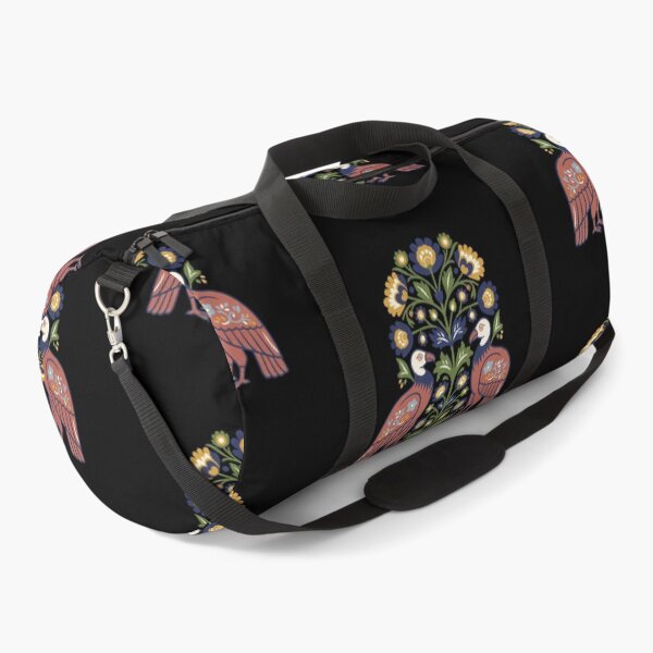 Item preview, California Condor Pair with Floral Motifs – Hope for Wildlife Scandinavian Folk Art by heidiannemorris © designed and sold by FOLK ART FUSION by heidiannemorris.