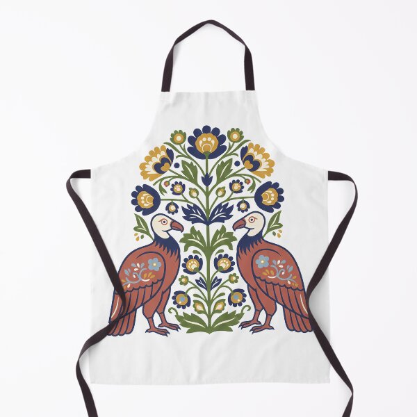 Item preview, California Condor Pair with Floral Motifs – Hope for Wildlife Scandinavian Folk Art by heidiannemorris © designed and sold by FOLK ART FUSION by heidiannemorris.