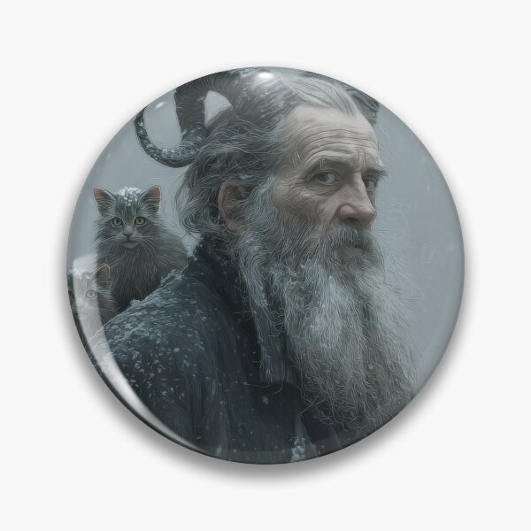 Item preview, Elder with Ram Horns and Cats in the Snow designed and sold by Shannon Hilson.