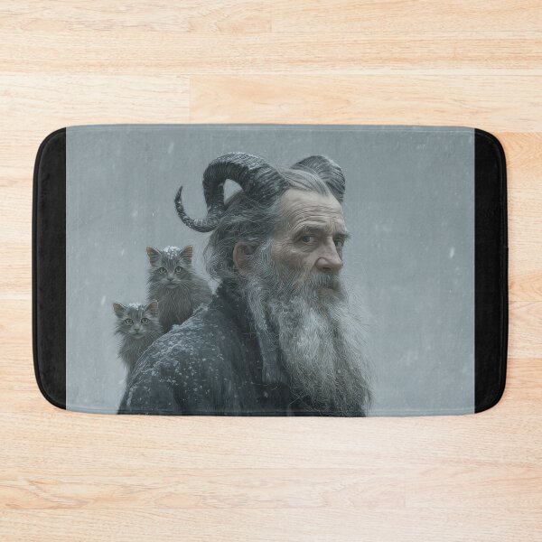 Item preview, Elder with Ram Horns and Cats in the Snow designed and sold by Shannon Hilson.