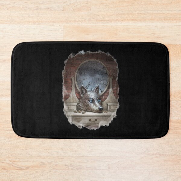 Item preview, Silver Wolf Mask Glowing Blue Eyes Broken Mirror Vanity – Dark Gothic Fantasy Art designed and sold by DarkRomanceMom.