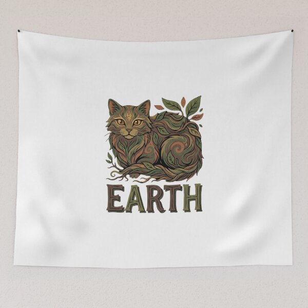 Item preview, Earth Elemental Cat Mystical Forest Organic designed and sold by chattsuede.