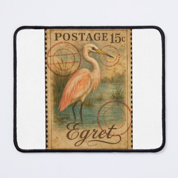Item preview, Egret Elegance – Vintage Stamp Tribute to Nature’s Grace designed and sold by ForeverPrintsOK.
