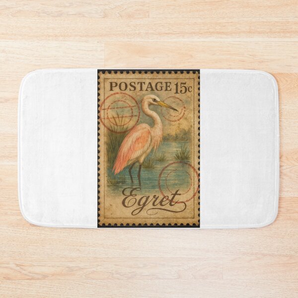 Item preview, Egret Elegance – Vintage Stamp Tribute to Nature’s Grace designed and sold by ForeverPrintsOK.
