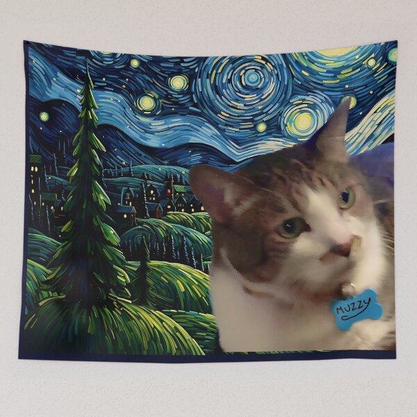 Item preview, Muzzy The Cat Starry Night designed and sold by Myra365Art.