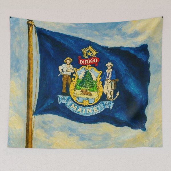 Item preview, Maine State Flag designed and sold by TinCatOutPost.