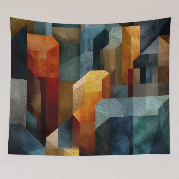 Item preview, Abstract Geometric Cubism – Textured Earth Tones designed and sold by EK-World.