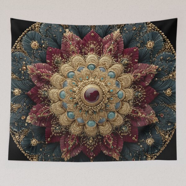 Item preview, Jewel Mandala – Teal & Ruby Ornamental Luxury designed and sold by EK-World.