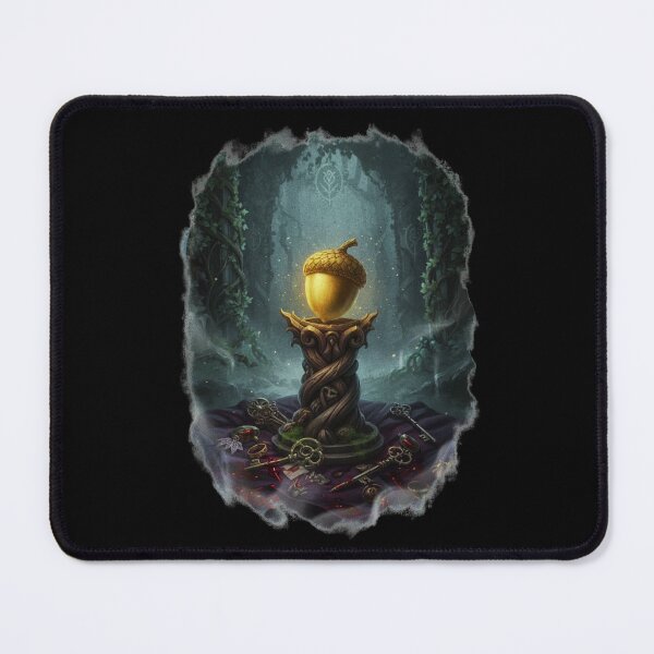 Item preview, Golden Glowing Acorn on Dragon Pedestal with Keys Enchanted Forest – Dark Fantasy Art designed and sold by DarkRomanceMom.