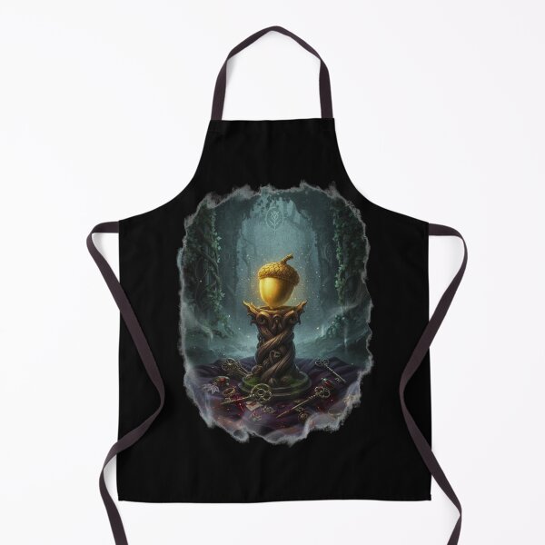 Item preview, Golden Glowing Acorn on Dragon Pedestal with Keys Enchanted Forest – Dark Fantasy Art designed and sold by DarkRomanceMom.