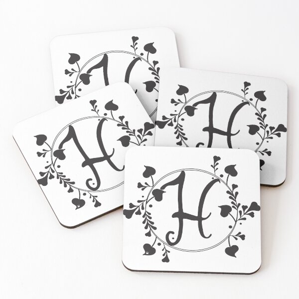 Item preview, H Monogram of hearts and letters in a vine designed and sold by KathyRHuff.
