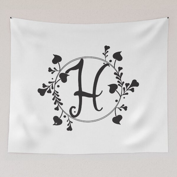 Item preview, H Monogram of hearts and letters in a vine designed and sold by KathyRHuff.