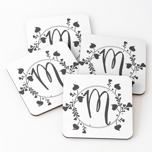 Item preview, M Monogram of hearts and letters in a vine designed and sold by KathyRHuff.