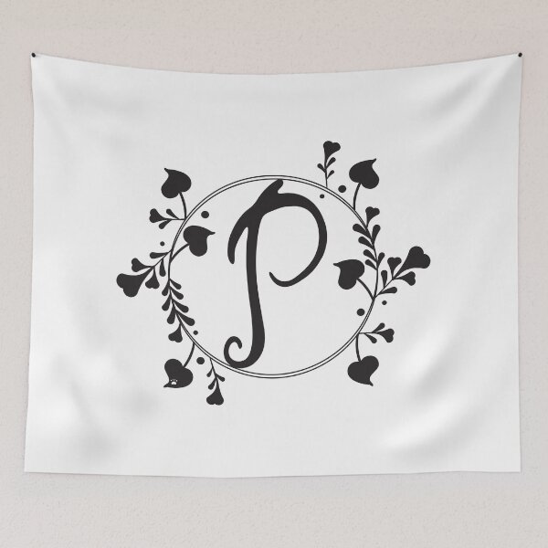 Item preview, P Monogram of hearts and letters in a vine designed and sold by KathyRHuff.