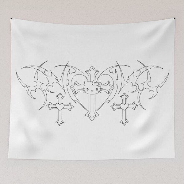 Item preview, Tribal Hello Kitten with heart. designed and sold by Tribalgothss.