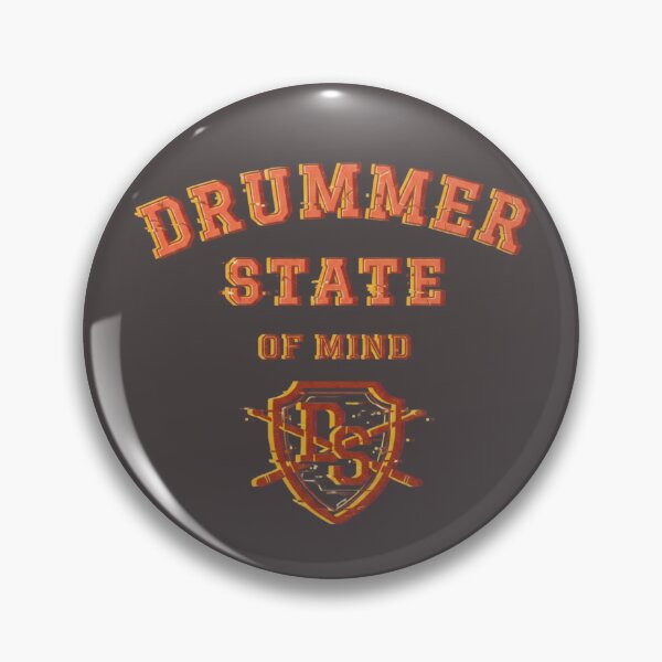 Item preview, Drummer State of Mind Collegiate Varsity Drummer Shield Logo designed and sold by Rhythm Thru Art .
