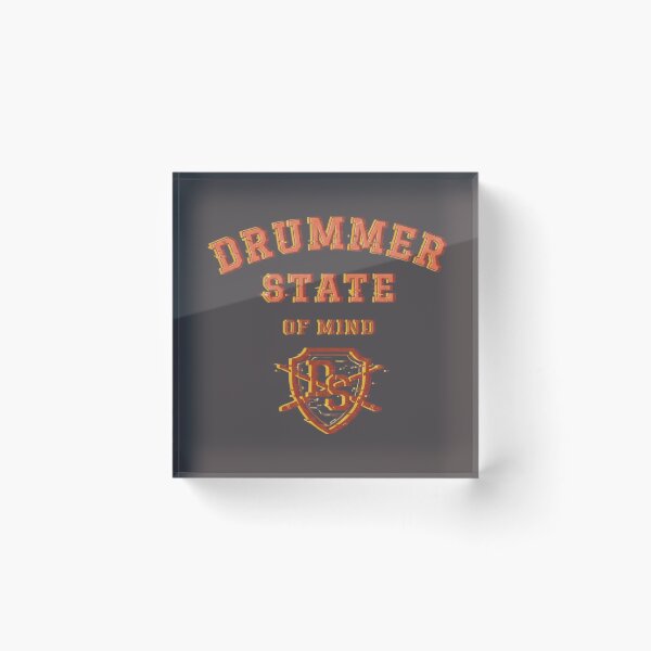 Item preview, Drummer State of Mind Collegiate Varsity Drummer Shield Logo designed and sold by Rhythm Thru Art .