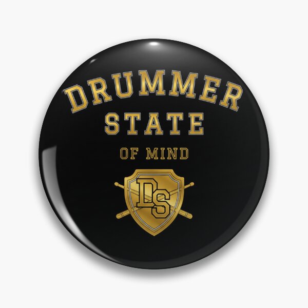 Item preview, Drummer State of Mind Collegiate Varsity Drummer Shield Logo designed and sold by Rhythm Thru Art .