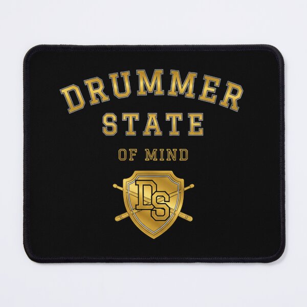 Item preview, Drummer State of Mind Collegiate Varsity Drummer Shield Logo designed and sold by Rhythm Thru Art .