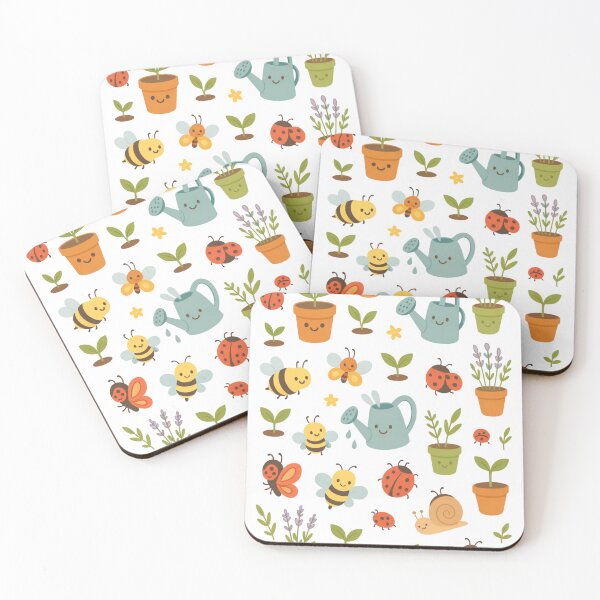 Item preview, Cute Kawaii Plants Bloom Pattern - Bees Ladybugs Snails designed and sold by Heathenicia.