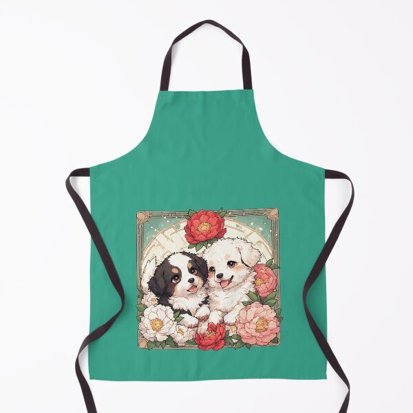 Item preview, Tibetan Terrier puppies among peony flowers. designed and sold by Natalia-Vlad.