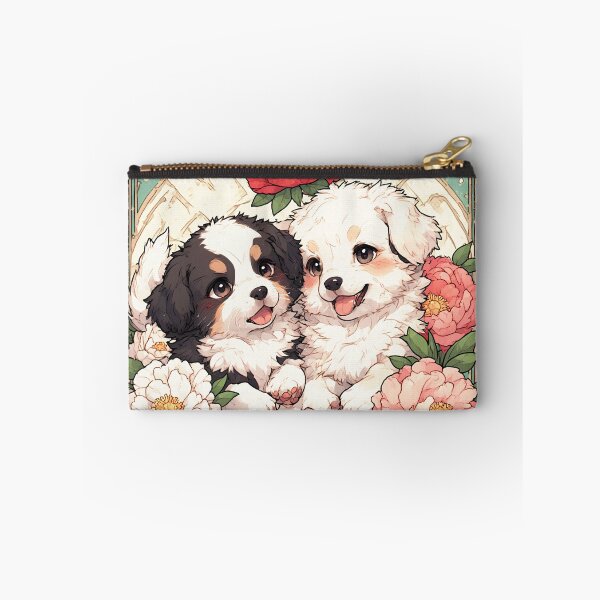Item preview, Tibetan Terrier puppies among peony flowers. designed and sold by Natalia-Vlad.