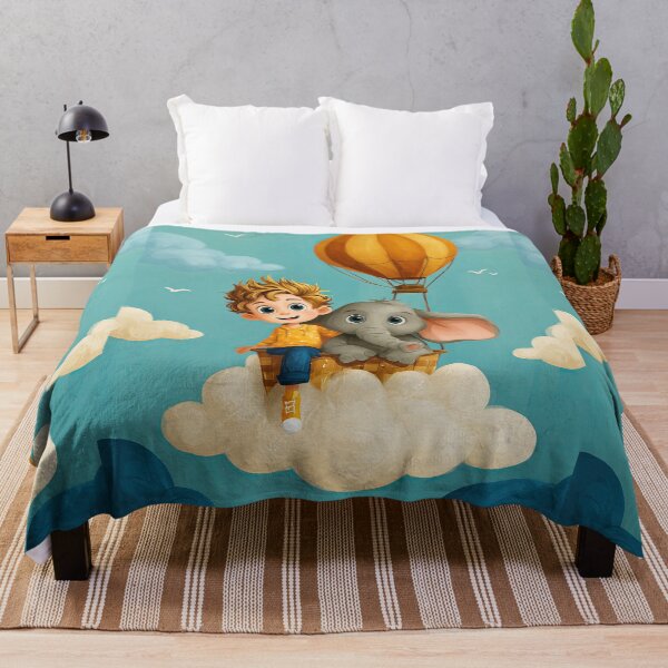 Item preview, Boy and Elephant Flying in Hot Air Balloon designed and sold by Piotrek0001.