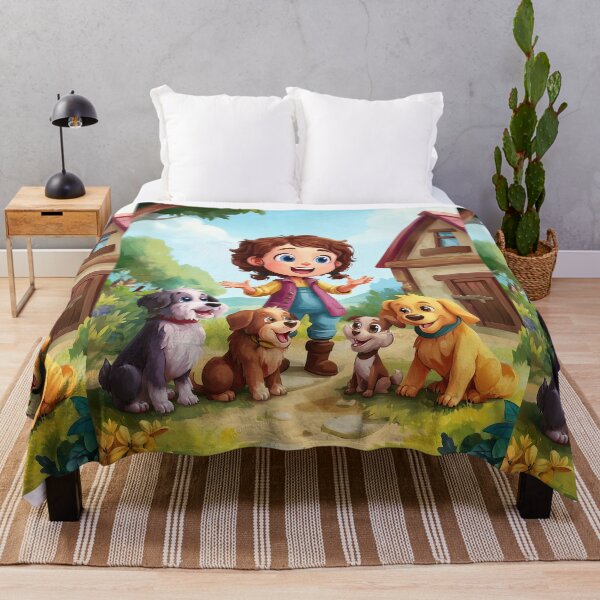 Item preview, Happy Kids Playing with Puppies in Yard designed and sold by Piotrek0001.