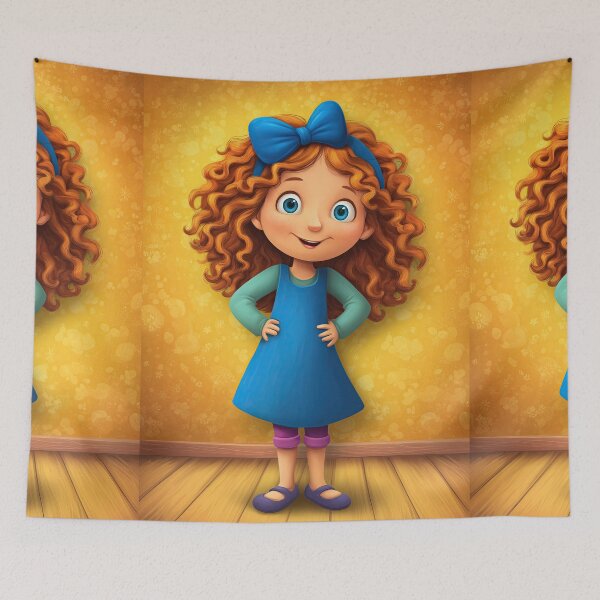 Item preview, Curly Haired Girl in Blue Dress Standing designed and sold by Piotrek0001.