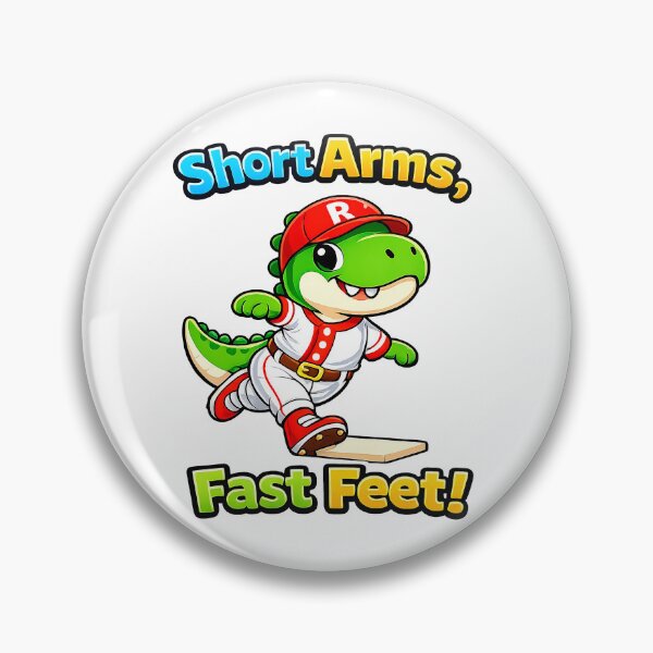 Item preview, Rexy the T-Rex – Short Arms, Fast Feet! – Funny T-Rex T-Ball / Baseball Running Art designed and sold by SandpiperDesign.