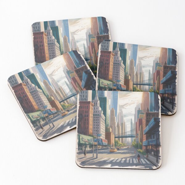 Item preview, New York Hand Painted Travel Poster | Vintage Watercolor City Art designed and sold by AtlasMuseStudio.
