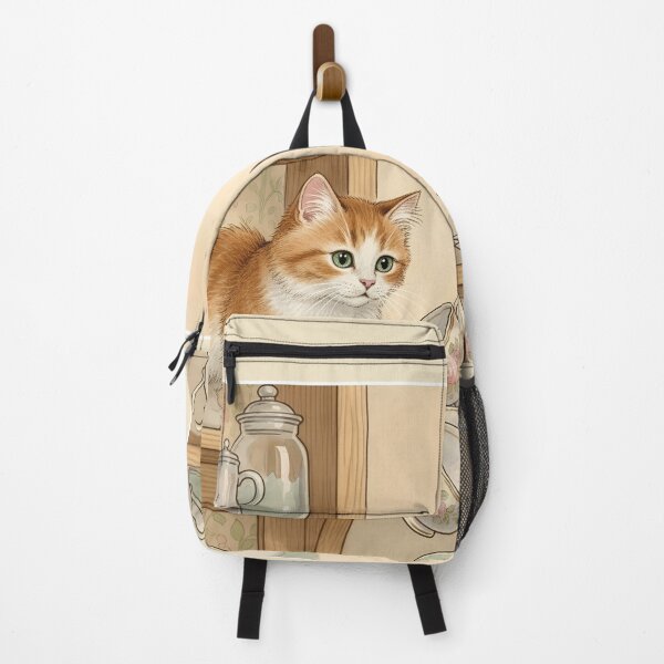 Item preview, Mischievous Kitten in Cupboard Whimsical Cottagecore Art designed and sold by MAGICKEY2024.