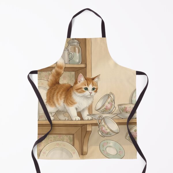 Item preview, Mischievous Kitten in Cupboard Whimsical Cottagecore Art designed and sold by MAGICKEY2024.