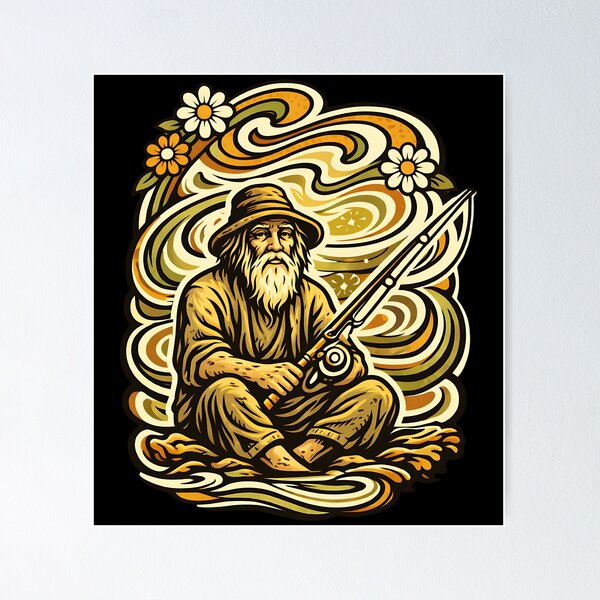 Item preview, Zen Fisherman Vintage Fishing Illustration designed and sold by EimSol.