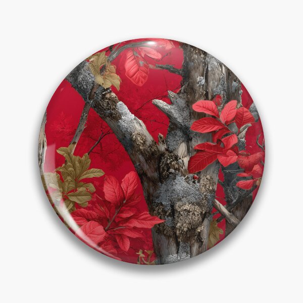Item preview, Deep Red Camouflage Forest Art with Bark Texture, Red Leaves and Natural Real Tree designed and sold by meganohm.