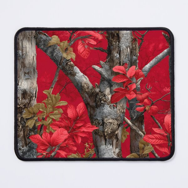 Item preview, Deep Red Camouflage Forest Art with Bark Texture, Red Leaves and Natural Real Tree designed and sold by meganohm.
