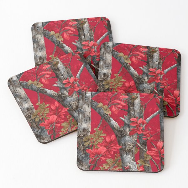 Item preview, Deep Red Camouflage Forest Art with Bark Texture, Red Leaves and Natural Real Tree designed and sold by meganohm.