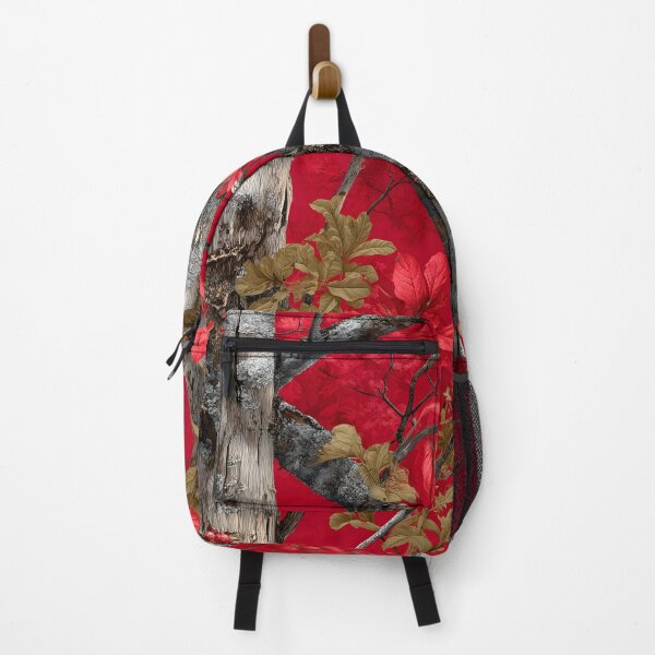 Item preview, Deep Red Camouflage Forest Art with Bark Texture, Red Leaves and Natural Real Tree designed and sold by meganohm.