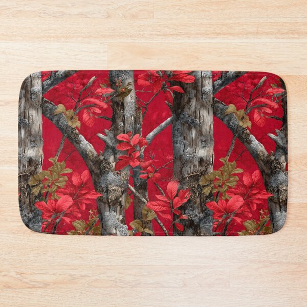 Item preview, Deep Red Camouflage Forest Art with Bark Texture, Red Leaves and Natural Real Tree designed and sold by meganohm.