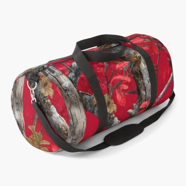 Item preview, Deep Red Camouflage Forest Art with Bark Texture, Red Leaves and Natural Real Tree designed and sold by meganohm.