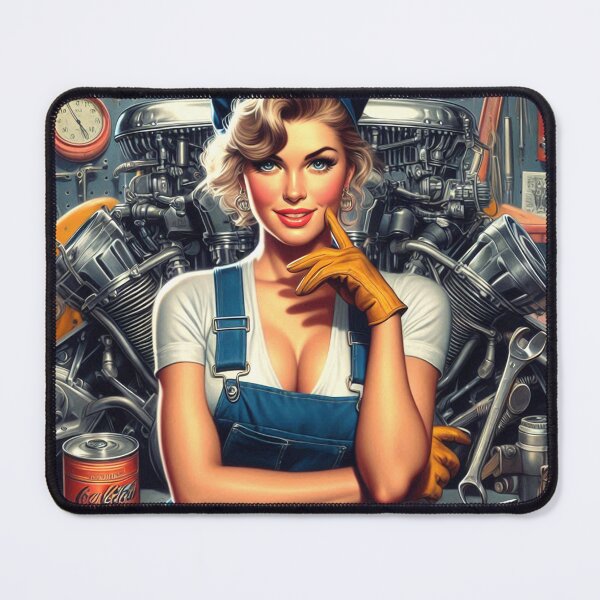 Item preview, Vintage Mechanic Girl designed and sold by PulpVintage.