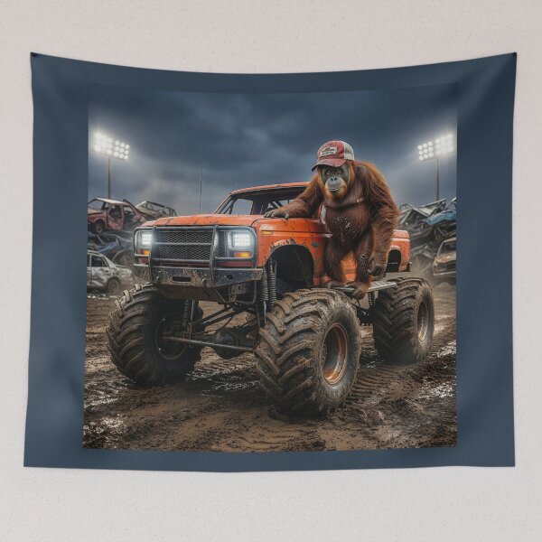 Item preview, Orangutan Drives Monster Car Crushing Pickup Truck designed and sold by Tridentulus.