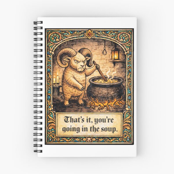 Item preview, That’s It You’re Going in the Soup | Funny Ram Medieval Illustration designed and sold by Senkov.