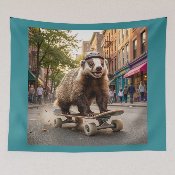 Item preview, Badger Skateboards Down Busy Street designed and sold by Tridentulus.
