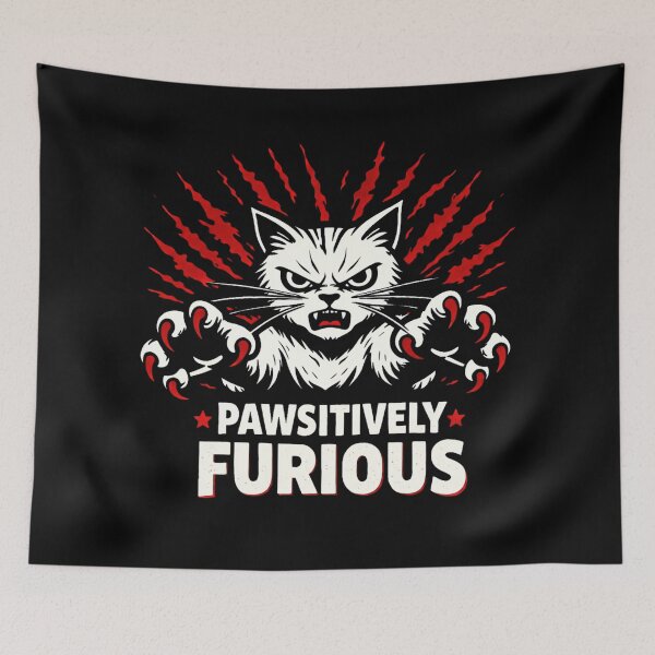 Item preview, Pawsitively Furious Angry Cat Illustration – Funny Cat Humor Design designed and sold by MariDonna.