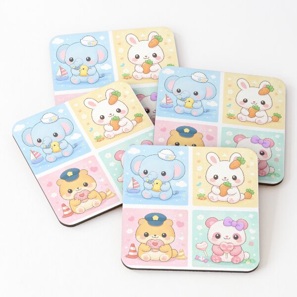 Item preview, cute cuddly animals pastel designed and sold by MoonSproutzz.