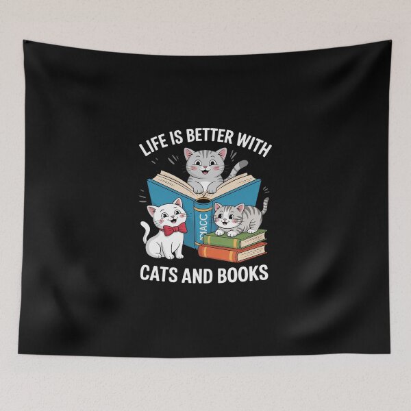 Item preview, Life Is Better with Cats And Books Anime style Kitten designed and sold by DigitaldeligArt.