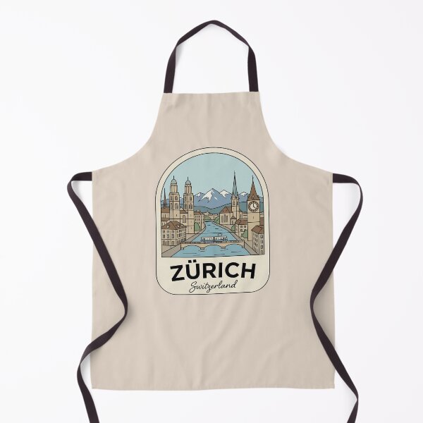 Item preview, Zurich Switzerland Vintage Travel Badge Cityscape with Alps and Tram designed and sold by InvestingRoad.